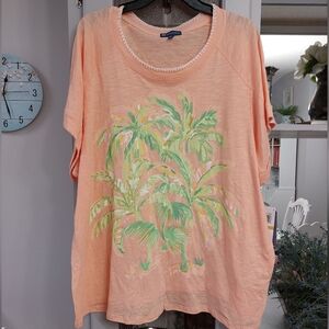 Democracy Painted Palms Tee 3X NWT